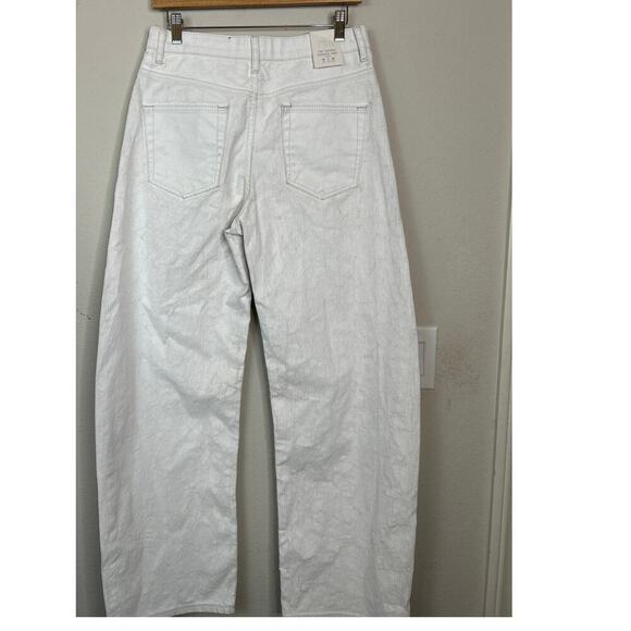 Zara Tapered Crashed Barrel Leg Pant Crackle Texture Jean Sz 4 NWTs - Picture 2 of 11